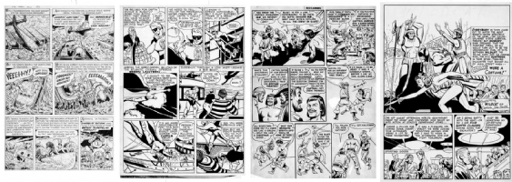 Golden Age art (BILL EVERETT Submariner, McWILLIAMS Skywolf of Airboy Comics, CRANDALL' Buccaneers, Sensation Comics Wildcat story)